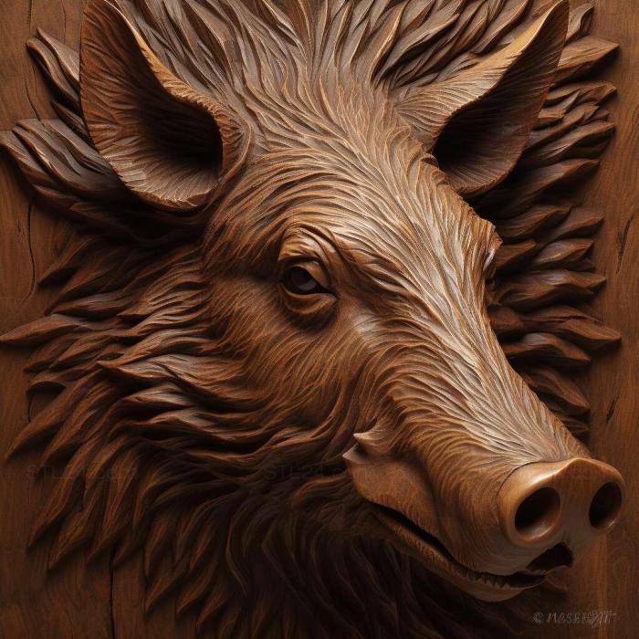 Nature and animals (wild boar 4, NATURE_1544) 3D models for cnc